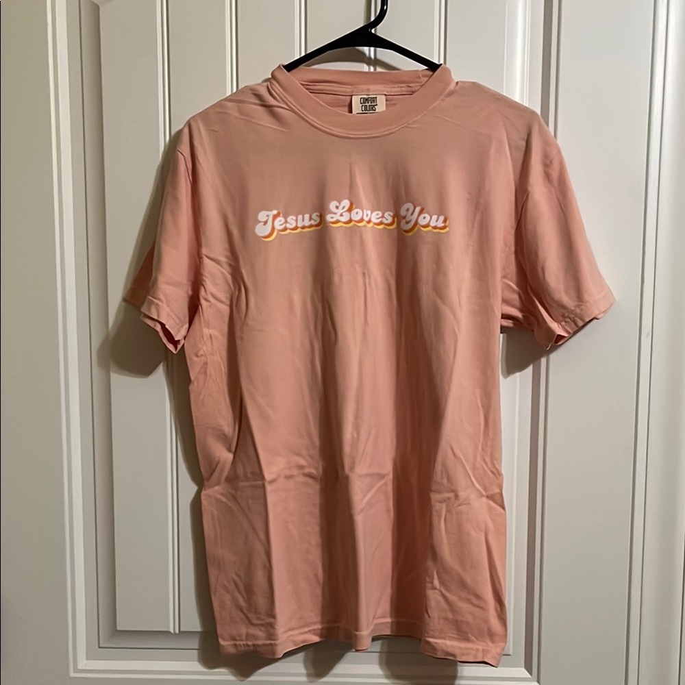 NEW Peach Pink 'Jesus Loves You' T-Shirt